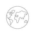 World map one line art. Earth outline drawing symbol. Earth globe hand drawn insignia. Royalty Free Stock Photo